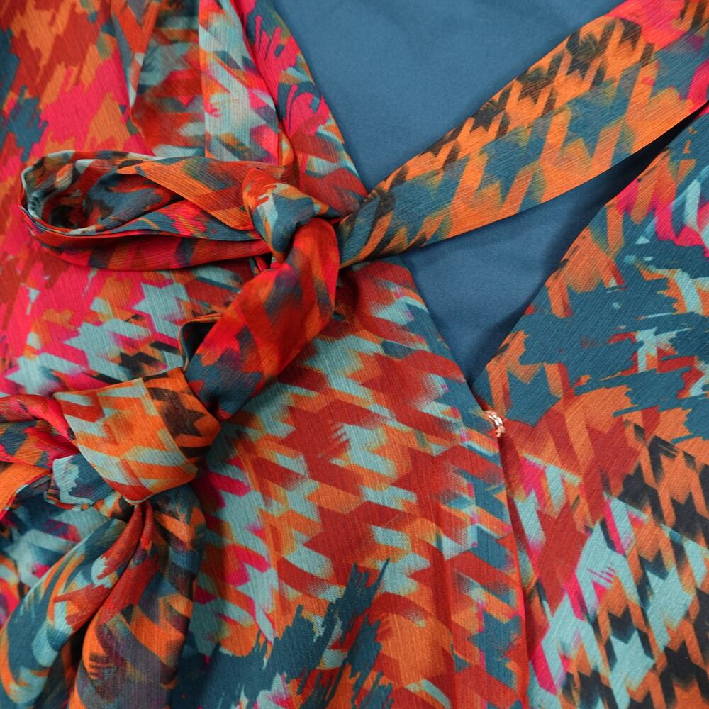 Amanda Uprichard Womens Top Large Bronte‎ Kinglsey Multicolor Rainbow Surplice - Picture 3 of 9